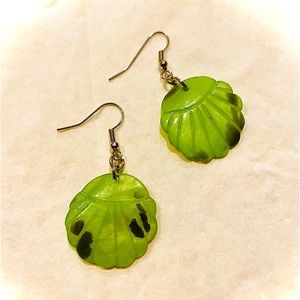 Painted Green Shell Earrings